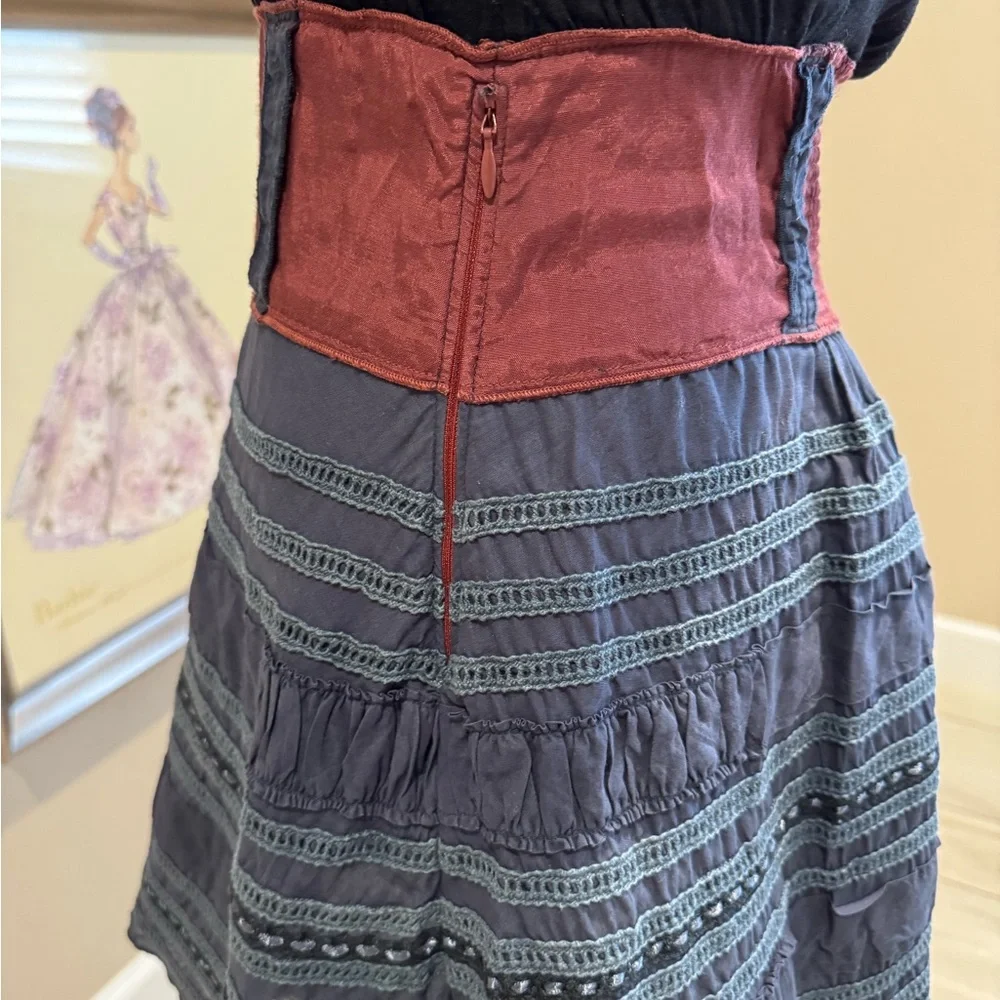 FREE PEOPLE Midi Sleeveless Skater Dress with Ribbon Detail